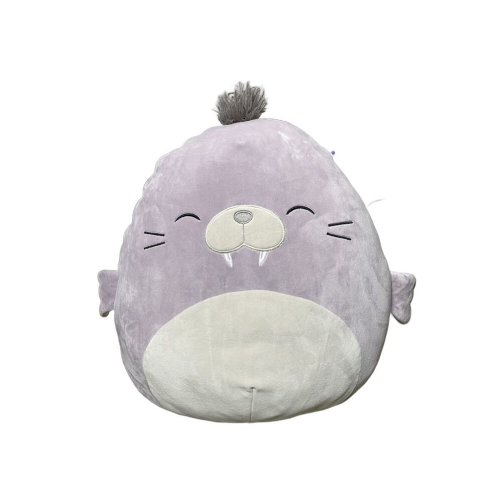 Squishmallows Lavender “Kwame the Walrus” Plushie 16” Rare Purple & White Toy
